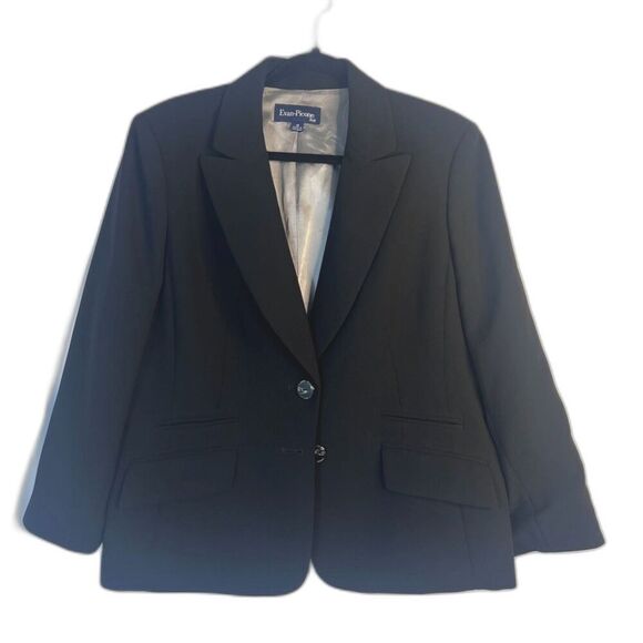 Evan-Picone Basic Black 2 Button Single Breasted Blazer Jacket Size 18 - Picture 1 of 9